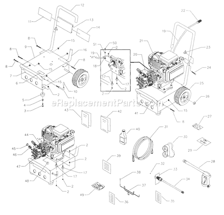 Page A Diagram and Parts List for 1331-0  Briggs and Stratton Pressure Washer